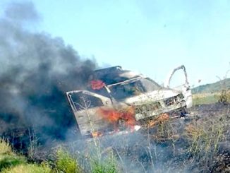 Accident urmat de incendiu la Ciucurova. FOTO Ionuț Dumitru P