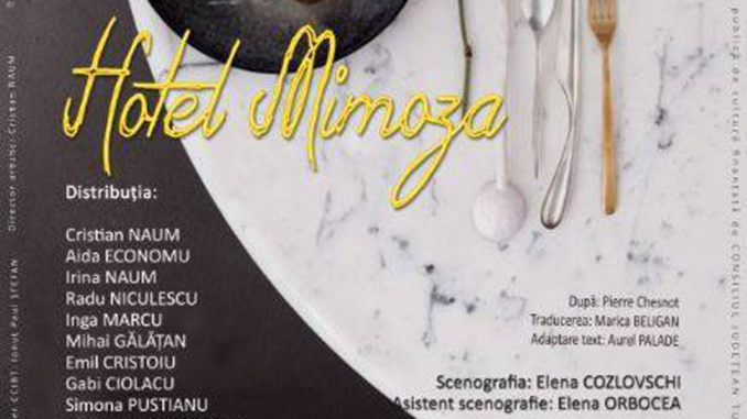 Afișul piesei "Hotel Mimoza" de la Teatrul Jean Bart Tulcea