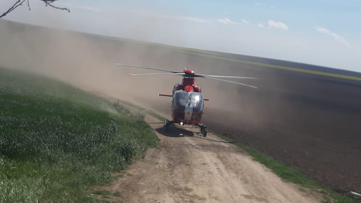 Elicopterul SMURD intervine în județul Tulcea. FOTO ISU Delta