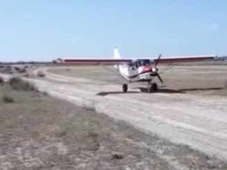 Avion care decolează de la Sfântu Gheorghe, în Delta Dunării. FOTO Captură video