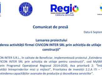 Lansarea proiectului "Extinderea activității firmei Civicon Inter SRL prin achiziția de utilaje pentru construcții"