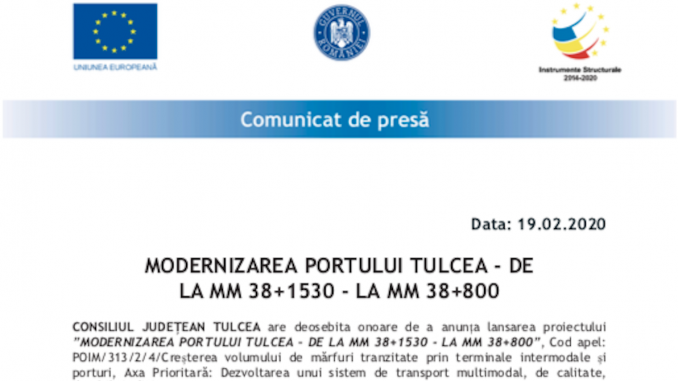 Modernizarea Portului Tulcea de la Mm 38+1530 la Mm 38+800