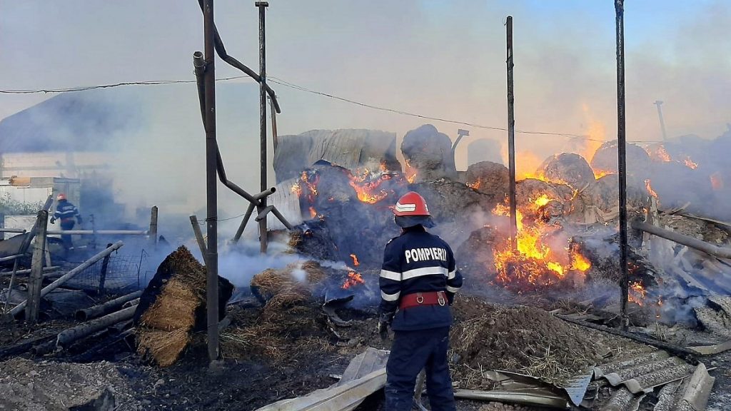 Intervenție de aproximativ 15 ore a pompierilor tulceni pentru salvarea unei ferme de animale. FOTO ISU Tulcea