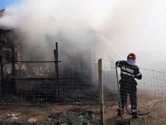 Incendiu izbucnit la o locuință din localitatea Mihail Kogălniceanu. FOTO ISU Tulcea