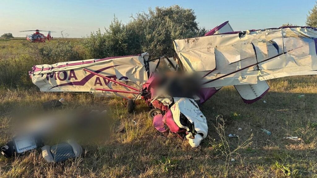 Accident aviatic al Gura Portiței. FOTO ISU Delta Tulcea